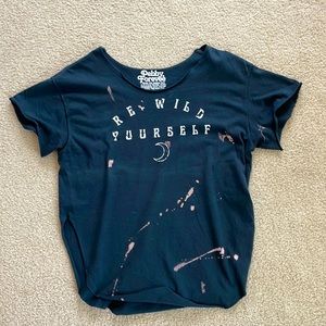 Pebby Forevee *Rewild yourself* bleached out side slit tee